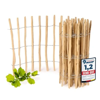 Abbildung von Garronda Zaun 5 m Gartenzaun zum Stecken Garten Staketenzaun Haselnusszaun GD 0079, Holz