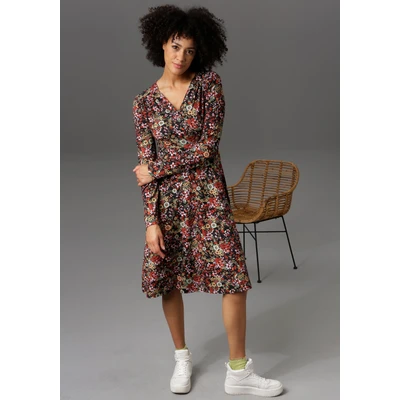 Abbildung von Aniston CASUAL Jerseykleid, in Wickel Optik