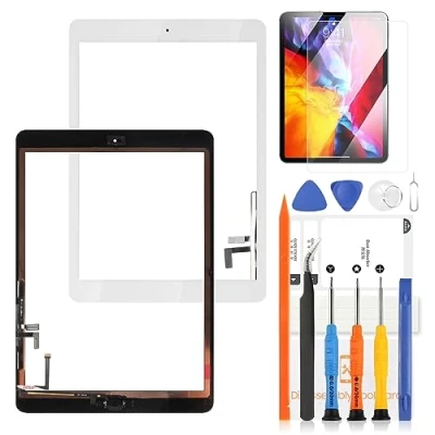 Abbildung von LADYSON Touchscreen für iPad Air 1 1st 9.7 2013 Digitizer Bildschirm 5 A1474 A1475 A1476 Ersatz Reparatursatz mit Home Button (nicht LCD Display) (weiß)
