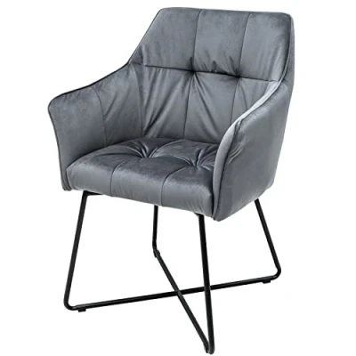 Abbildung von riess ambiente Polsterstuhl LOFT silbergrau / schwarz (Einzelartikel, 1 St), Esszimmer · Samt mit Armlehne Retro