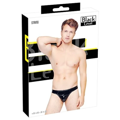 Abbildung von Black Level String Lack für Männer schwarz (1 St) glänzend
