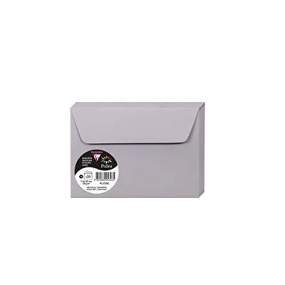 Abbildung von Clairefontaine 5326C Packung mit 20 Umschläge Pollen selbstklebend, Format C6 11,4x16,2cm, 120g, ideal für Ihre Einladungen und Korrespondenz, Koalagrau, 1 Pack