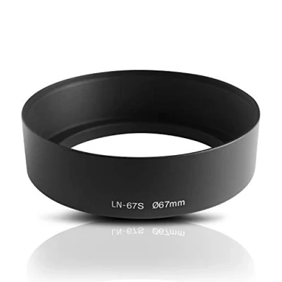 Abbildung von Ares Foto® 67mm Ø Metall Sonnenblende Gegenlichtblende Streulichtblende Lens Hood. CNC gefrästes Aluminium. Zum Aufschrauben auf Objektiv Filtergewinde. Für Canon Sony Nikon Tamron Sigma Olympus Fujifilm Pentax
