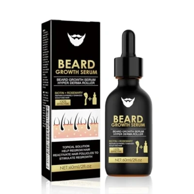 Abbildung von Beard Growth Kit mit Rollen Bartwuchsmittel Männer Schwarz Bart Wachstum 60 ml Bartwachstum Verdichtet und Stärkt Das Haarwachstum Den Geschenke für Väter