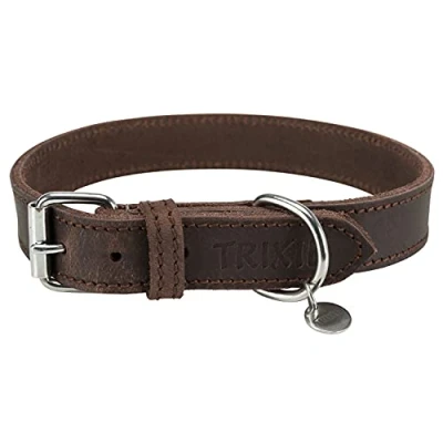 Abbildung von Trixie Rustic fattg.Leder Halsband, M L: 42 48 cm/25 mm, dunkelbraun