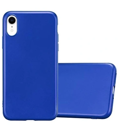 Abbildung von Cadorabo Hülle kompatibel mit Apple iPhone XR Schutzhülle TPU Silikon Case Metallic Design Slim Kratzfest Weiche Gummi Rundumschutz für in Blau