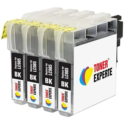 Abbildung von TONER EXPERTE LC985 LC985BK 4 Schwarz Druckerpatronen kompatibel für DCP J315W J125 J140W J515W MFC J415W J220 J265W J410 hohe Kapazität