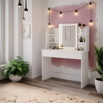 Abbildung von Vicco Schminktisch Charlotte, Weiß, 108 cm mit LED Spiegel