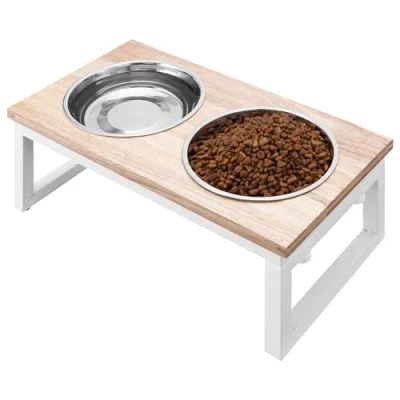 Abbildung von Navaris Futterstation Hund erhöht 800 ml Hundenapf Napfset Metall für Wasser und Futter Mikrowellen Spülmaschinenfest Faltbar