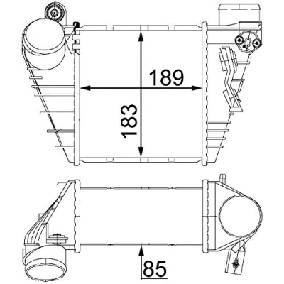 Abbildung von MAHLE ORIGINAL CI 22 000S Ladeluftkühler ohne Sensor VOLKSWAGEN: Golf 4 Schrägheck, Bora Limousine, Variant, SEAT: Leon I Schrägheck kfzteile,