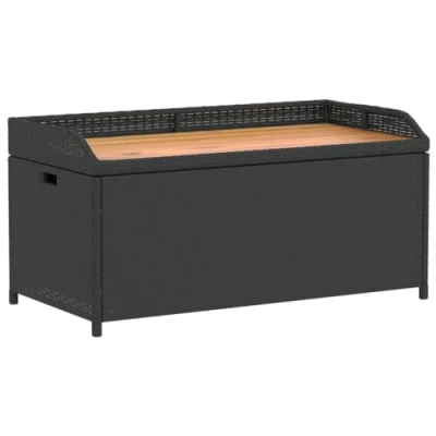Abbildung von vidaXL Gartenbank Bank mit Stauraum Schwarz 100x50x52 cm Poly Rattan Akazienholz