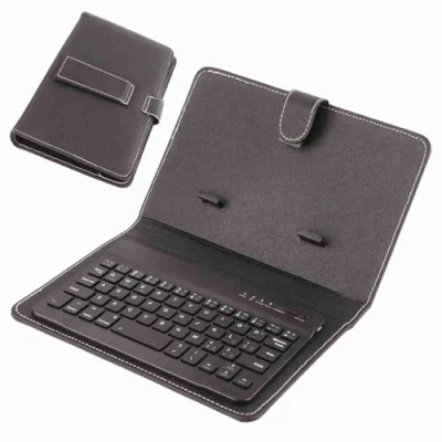 Abbildung von Universelle kabellose Bluetooth Tastatur mit Schutzhülle, tragbarer und Ständer 2 in 1 PU Ledertasche für Unternehmen, Tastaturen Tablet PCs/4,5 &#039;&#039; 6,8 Telefone
