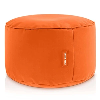Abbildung von Green Bean Sitzsack Hocker 25x45cm mit EPS Perlen Füllung Fußhocker Fußkissen Sitz Pouf für Sitzsäcke Bodenkissen Kinder und Erwachsene Fußablage Sitzkissen Sitzhocker Orange