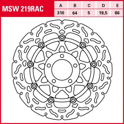Abbildung von TRW MSW219RAC Bremsscheibe 310 5 geschlitzt
