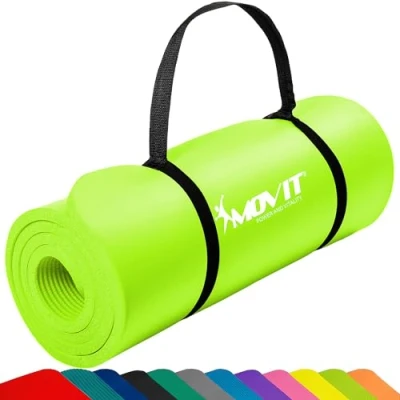 Abbildung von MOVIT Yogamatte XXL Pilates Gymnastikmatte, Yogamatte, Training (schadstoffgeprüft, mit Verschlussband), 190x100x1,5cm oder 190x60x1,5cm 183x60x1,0cm, Größen , Farbwahl