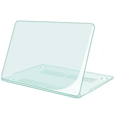 Abbildung von TECOOL Hülle Kompatibel mit MacBook Air M1 A2337 und 13 Zoll Retina 2020 2019 2018 A2179 A1932, Ultradünne Schutzhülle Hartschale Case, Kristall Minzgrün