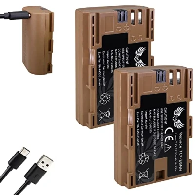 Abbildung von 2X SK Akku Ersatz für Canon LP E6NH // 2250mAh E6N E6 mit USB Typ C Ladebuchse/NTC Sensor &amp; V1 Gehäuse EOS R R5 R6 R7 5D 7D 90D