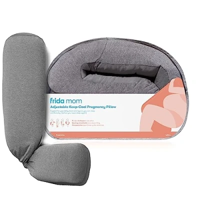 Abbildung von Frida Mom Verstellbares Keep Cool Schwangerschaftskissen, U , C L und I förmiges Ganzkörper Schwangerschaftskissen für bequemen Schlaf, Unterstützung Bauch, Hüfte + Beine, kühlend