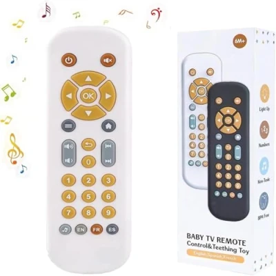 Abbildung von JoyJoyful Baby Fernbedienung Spielzeug ab 6 Monate, Musikalische Spielzeuge für Babies mit Englisch/Französisch/Spanisch, Lernspielzeug Liedern Geräuschen Geschenk Mädchen Jungen (Schwarz)