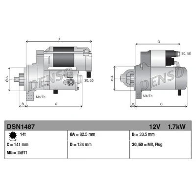 Abbildung von DENSO DSN1487 Anlasser 12 1,7 14 SUBARU: Forester IV