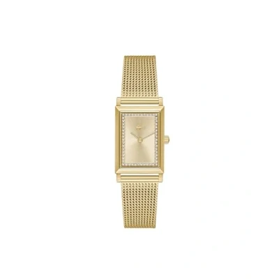 Abbildung von Lacoste Zwei Zeiger Quarzwerk Uhr für Damen Kollektion Catherine mit Gelbgoldfarbenes Edelstahl Mesh Gliederarmband 2001315