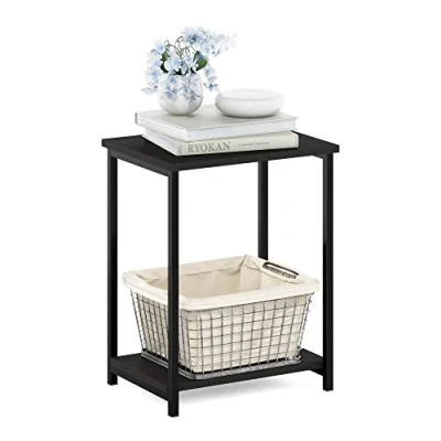 Abbildung von Furinno Simplistic Industrial Beistelltisch mit Metallrahmen, 1er Pack, Espresso