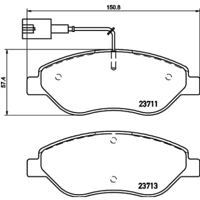 Abbildung von HELLA 8DB 355 020 561 Bremsbelagsatz mit integriertem Verschleißwarnkontakt Bremssattelschrauben Zubehör FIAT: BRAVO 2, Stilo Schrägheck