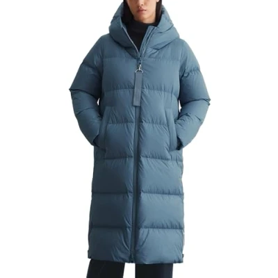 Abbildung von Marc O&#039;Polo Puffer COAT WITH HOOD SIDE Slits Zipper WELT Pockets Backpack Belts Daunenmantel, Damen, Größe: 44, Hazy blue