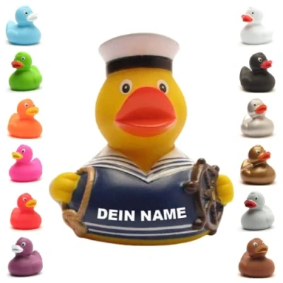 Abbildung von Badeente personalisierbar (Matrosen Ente blau)