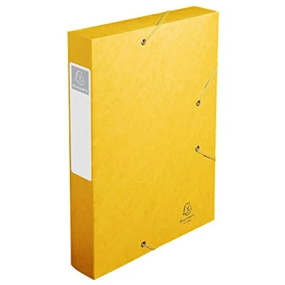 Abbildung von Exacompta 16006H 10er Pack Premium Sammelbox mit Gummizug 60 mm breit aus extra starkem Colorspan Karton Rückenschild für DIN A4 Archivbox Heftbox Dokumentenbox Zeichenbox Sammelmappe gelb
