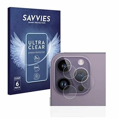 Abbildung von Savvies 6 Stück Schutzfolie für Apple iPhone 14 Pro Max (NUR Kameraschutz) Displayschutz Folie Ultra Transparent