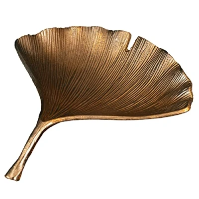 Abbildung von riess ambiente Dekoschale GINKGO 42cm gold (Einzelartikel, 1 St), Wohnzimmer · Metall handmade Obst Boho