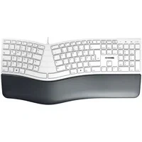 Abbildung von CHERRY KC 4500 ERGO, Ergonomic Keyboards, German Layout (QWERTZ), Wired, Padded Palm Rest with Memory Foam, Curved Keypad, Grey/White