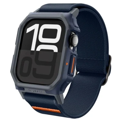 Abbildung von Spigen Lite Fit Pro Hülle mit Armband Kompatibel Apple Watch 10 46mm (2024) Marineblau