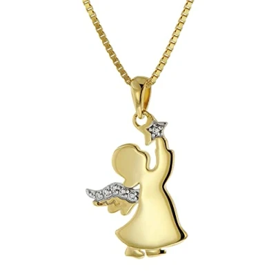 Abbildung von trendor 51372 Engel Anhänger Gold 333 / 8K + goldplattierte Silberkette