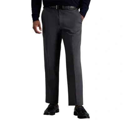 Abbildung von Haggar Herren Premium bügelfrei, Khaki, Klassische Passform, erweiterbare Taille, Flache Vorderseite, dunkelgrau, 34W / 32L