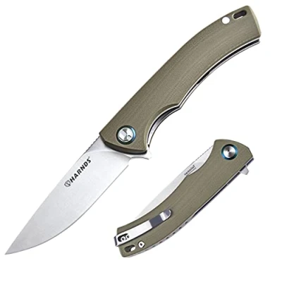 Abbildung von Harnds Talisman Klappmesser Messer mit Clip Folding Knife 14C28N StahlKlinge,G10 Griff und Kugellager(Warmer Sand)