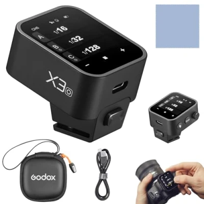 Abbildung von GODOX X3 O Flash Trigger Kamera Wireless TTL Blitzauslöser mit großem OLED Bildschirm, mehrere Blitzmodi 32 Kanäle, 16 Gruppen Aufbewahrungstasche kompatibel Olympus/Panasonic Kameras
