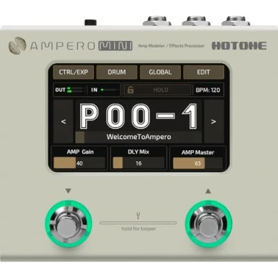 Abbildung von Hotone Gitarre Bass Multi Effekte Prozessor Touchscreen Amp Modellierung IR Cabinets Simulation Language Stereo OTG USB Audio Interface Ampero Mini (Vanilla)
