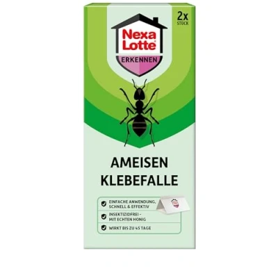 Abbildung von Nexa Lotte Ameisen Klebefalle, 2 Stück, Effektive Ameisenbekämpfung mit echtem Honig, 45 Tage Wirkungsdauer, Grün