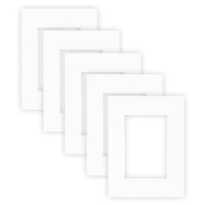 Abbildung von nielsen Conservation Passepartout Karton 2,2 mm 5er Set Außenformat 18x24 cm für Bildformat 10x15 Polarweiß (hellweiß) strukturierte Oberfläche