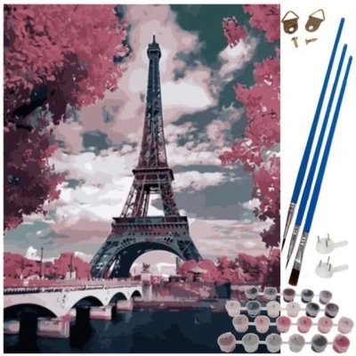 Abbildung von MAALEO Malen nach Zahlen Paris Eifelturm Leinwandbild, Zahlen, 40x50cm (Malen auf Leinwand Set, Komplett Set), Eiffelturm, hochwertiges Material, einzigartiges Kunst Erlebnis.