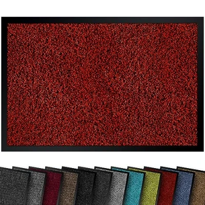 Abbildung von comflor Hochwertige Fußmatte Rot 90x120 groß für Innen &amp; Außen Schmutzfangmatte rutschfest, waschbar wetterfest Fussmatte Eingangsbereich Aussenbereich Läufer Flur dünn
