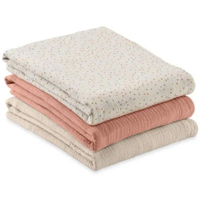 Abbildung von Hauck Stoffwindeln Cuddle N Clean Beige Dots / Cork Beige, Mullwindeln Mulltücher 3 Stück 80x80 cm Spucktücher maschinenwaschbar