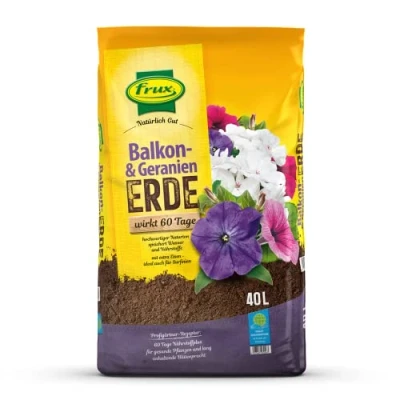 Abbildung von frux® Geranienerde Balkonblumenerde 40l Petunienerde Blumenerde anwendungsfertig