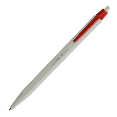 Abbildung von Caran d&#039;Ache 825 ECO Kugelschreiber Kunstharz/Edelstahl Rot Weiß, Schriftfarbe Rot, 0825.070, Mehrfarbig, 12cm