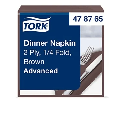 Abbildung von Tork Dinnerservietten Braun, 1/4 Falz, 2‑lagig, 40 cm x 39 cm, 150 Servietten, 478765