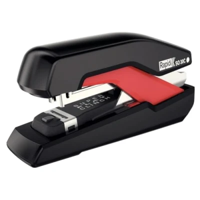 Abbildung von Rapid 5000550 Tacker Super Flachheftgerät (30 Blatt, Mühelos, Omnipress, Hochwertiges Ergonomisches Gehäuse, Inkl. Heftklammern, SO30c) schwarz/rot