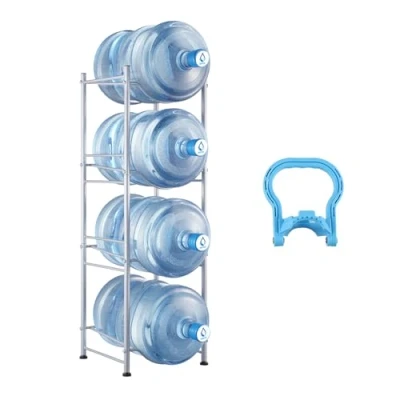 Abbildung von VEVOR Wasserkrughalter Wasserflaschenregal 4 Ebenen Einreihiges Flaschen Silber