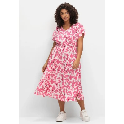Abbildung von Sheego Freizeitkleid, Damen, Größe: 42, Magenta gemustert